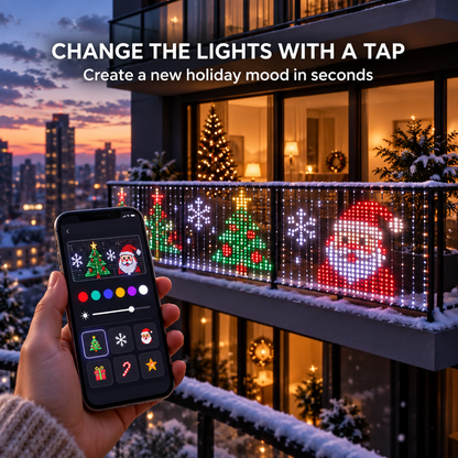 🔥LAST DAY 50% OFF -🎄 Smart RGB Pixel LED Curtain Lights | App-Controlled Dynamic Holiday Light Show for Outdoor Home Decoration