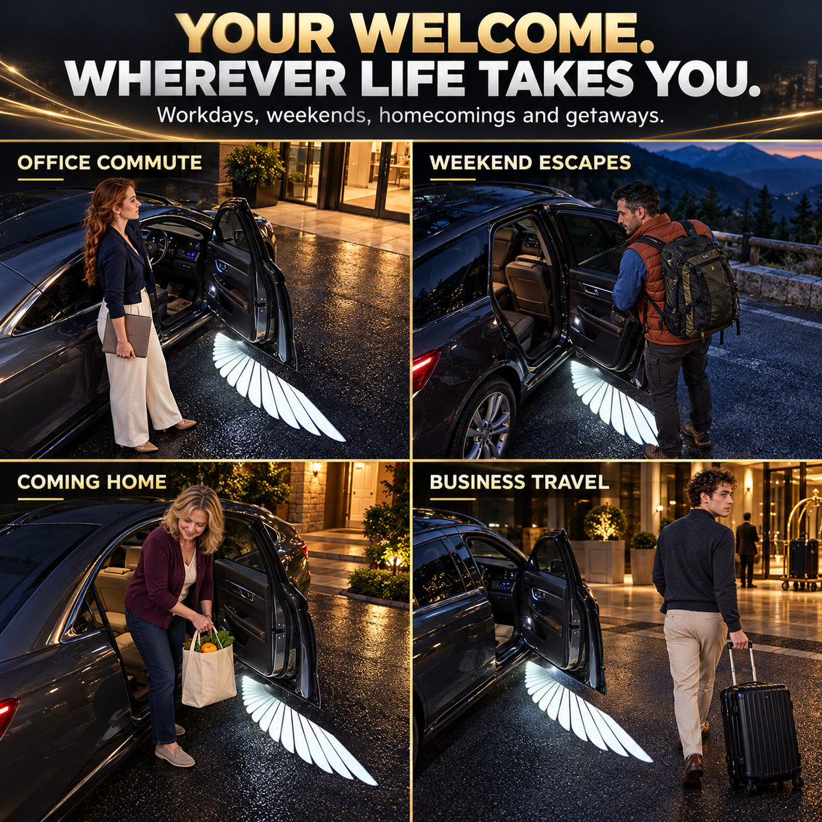 Christmas Angel Wing Car Door Projector Lights