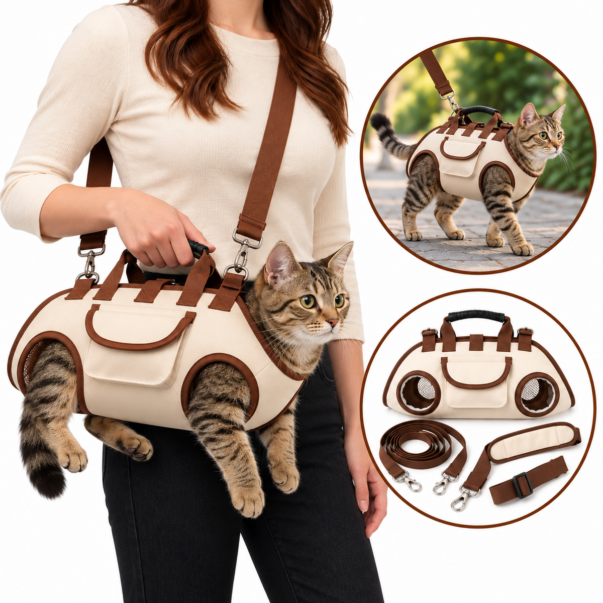 🐈️Hands-Free Cat Carrier Bag with Adjustable Straps