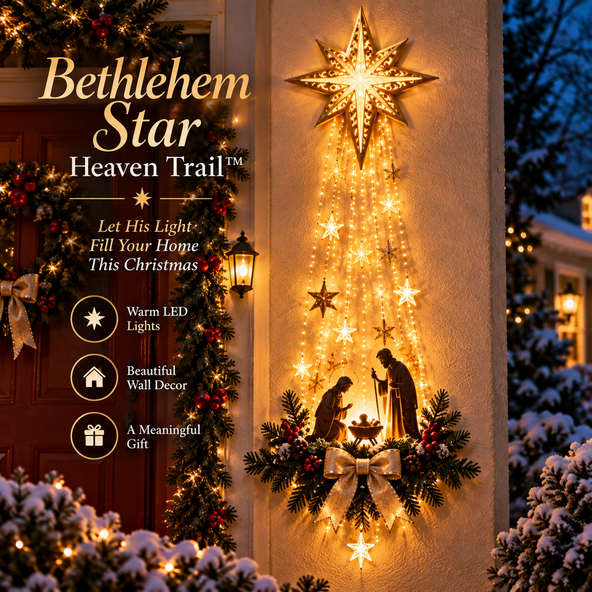 ✨ Last Day – 52% OFF! ✝️ Bethlehem Star of Faith – Lighted Nativity Wall Decor