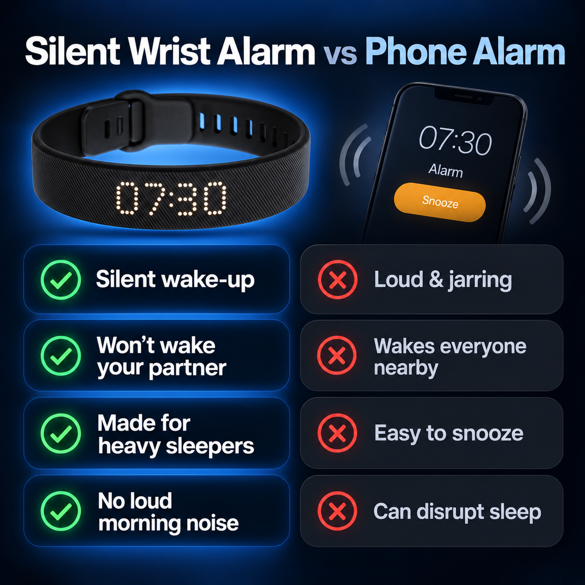Silent Vibrating Wrist Alarm – Quiet Wake-Up Without Phone Noise