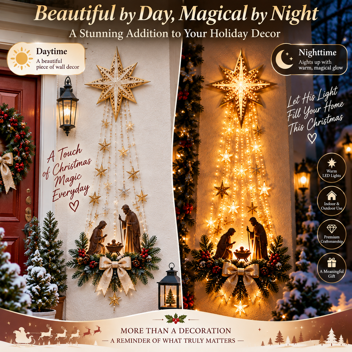 ✨ Last Day – 52% OFF! ✝️ Bethlehem Star of Faith – Lighted Nativity Wall Decor