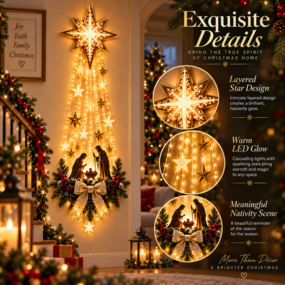 ✨ Last Day – 52% OFF! ✝️ Bethlehem Star of Faith – Lighted Nativity Wall Decor