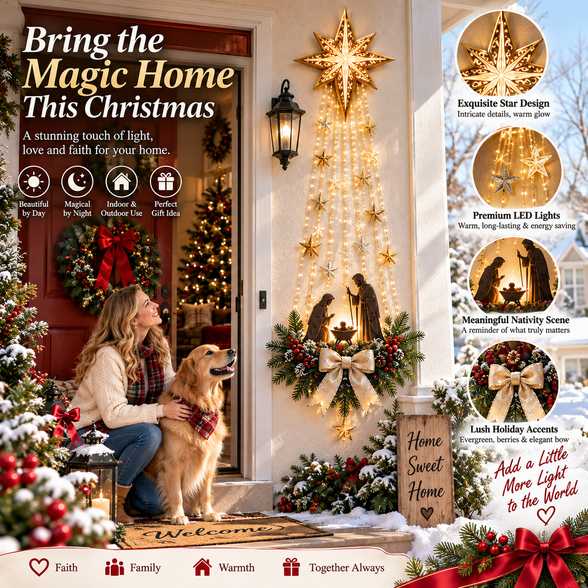 ✨ Last Day – 52% OFF! ✝️ Bethlehem Star of Faith – Lighted Nativity Wall Decor