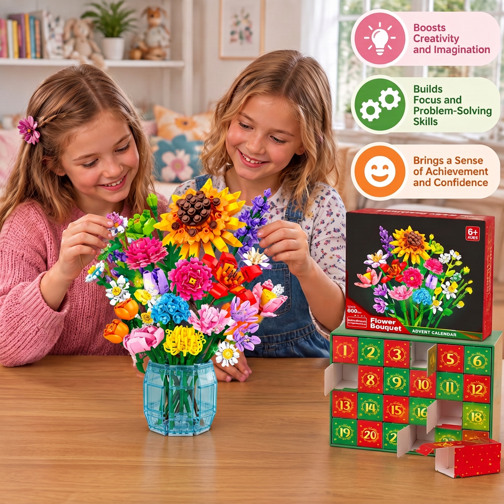 🌺Christmas Building Block Flower Bouquet Advent Calendar