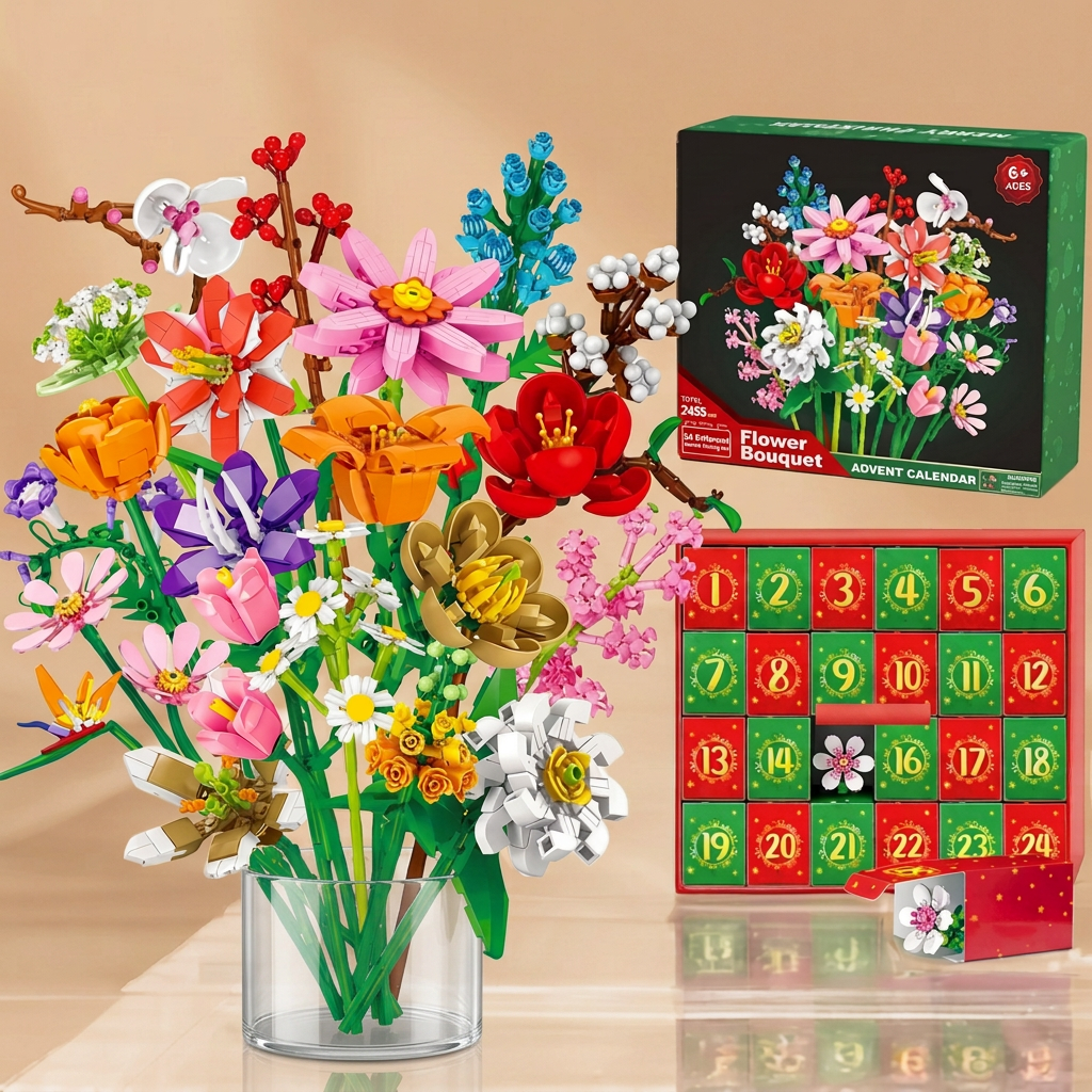 🌺Christmas Building Block Flower Bouquet Advent Calendar