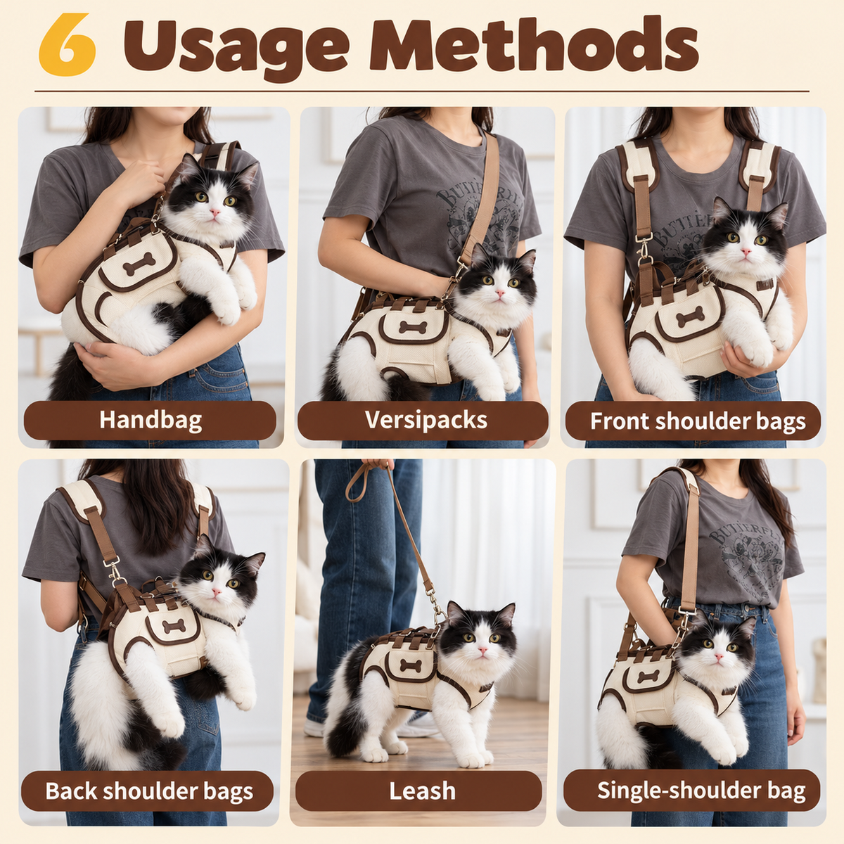 🐈️Hands-Free Cat Carrier Bag with Adjustable Straps