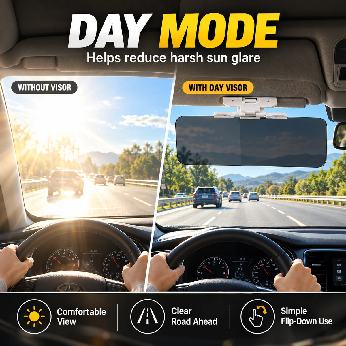 ✨Buy More Save More!!Universal HD Anti-Glare Car Visor for Day & Night