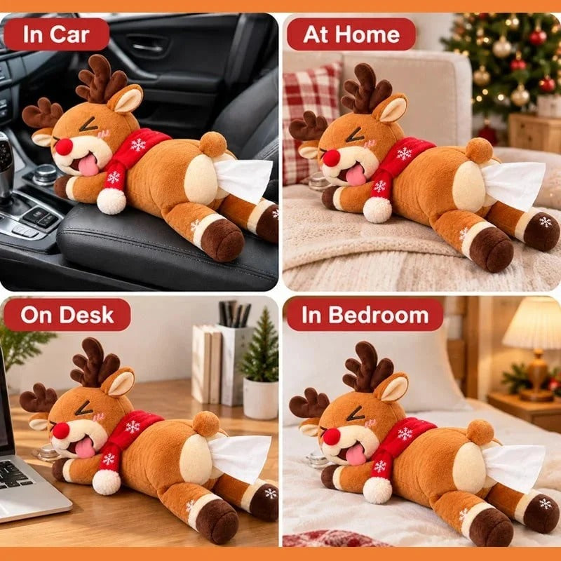 🔥 50% OFF Today!!🎉🦌 Funny Christmas Reindeer Tissue Holder – The Cheekiest Christmas Decor!