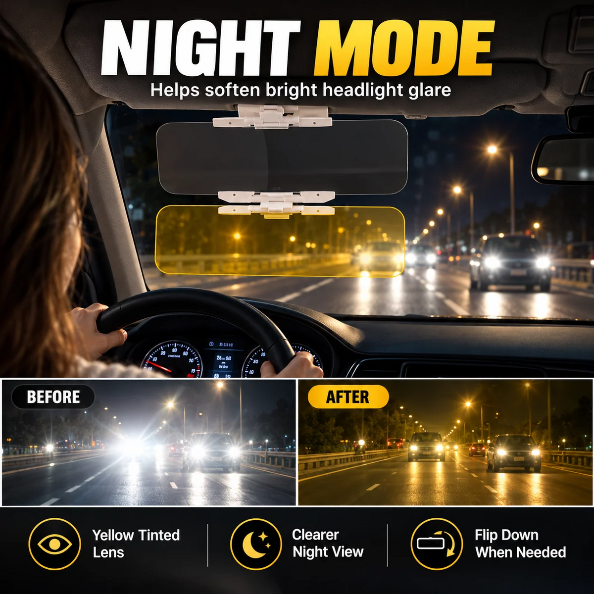 ✨Buy More Save More!!Universal HD Anti-Glare Car Visor for Day & Night