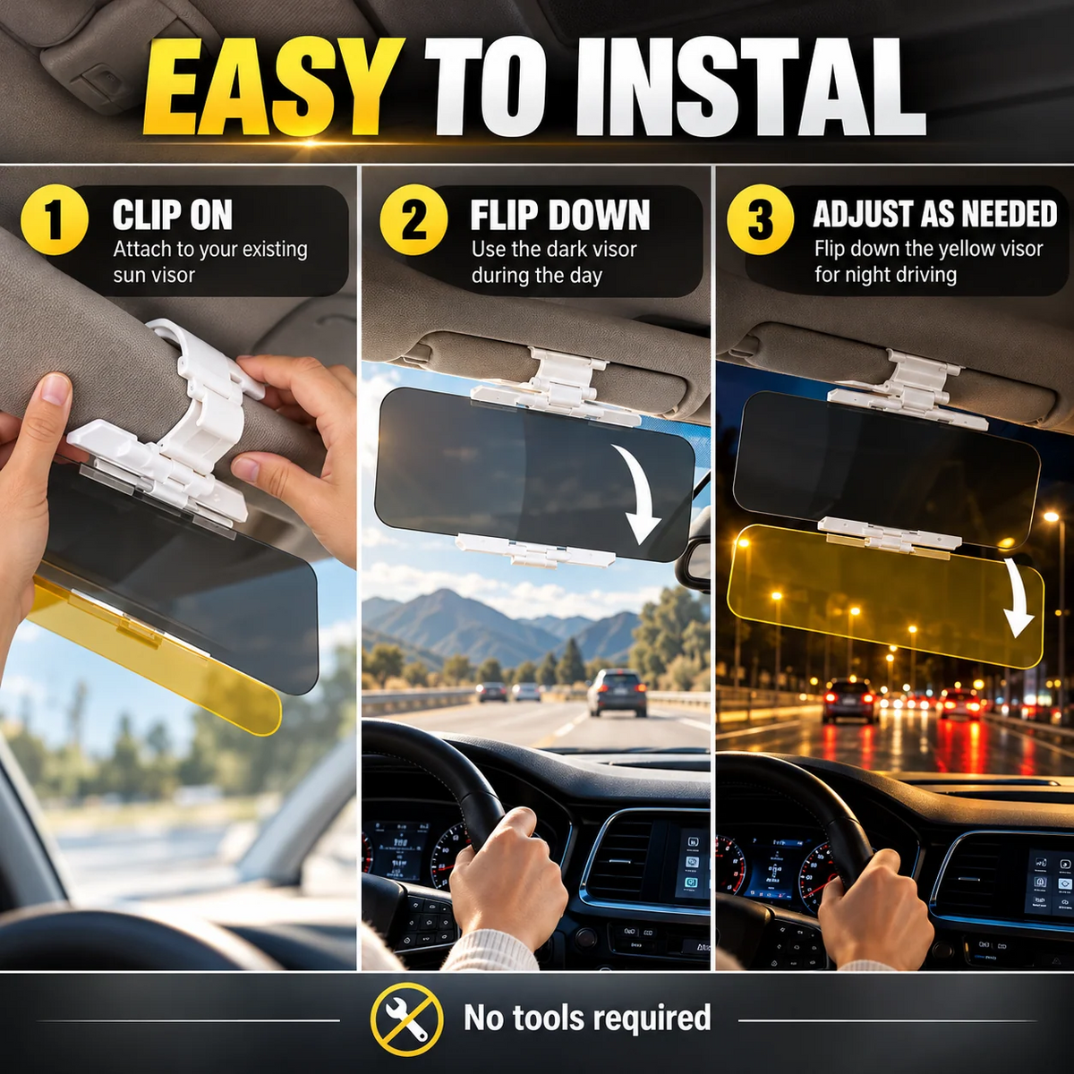 ✨Buy More Save More!!Universal HD Anti-Glare Car Visor for Day & Night