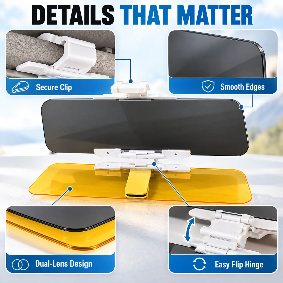 ✨Buy More Save More!!Universal HD Anti-Glare Car Visor for Day & Night