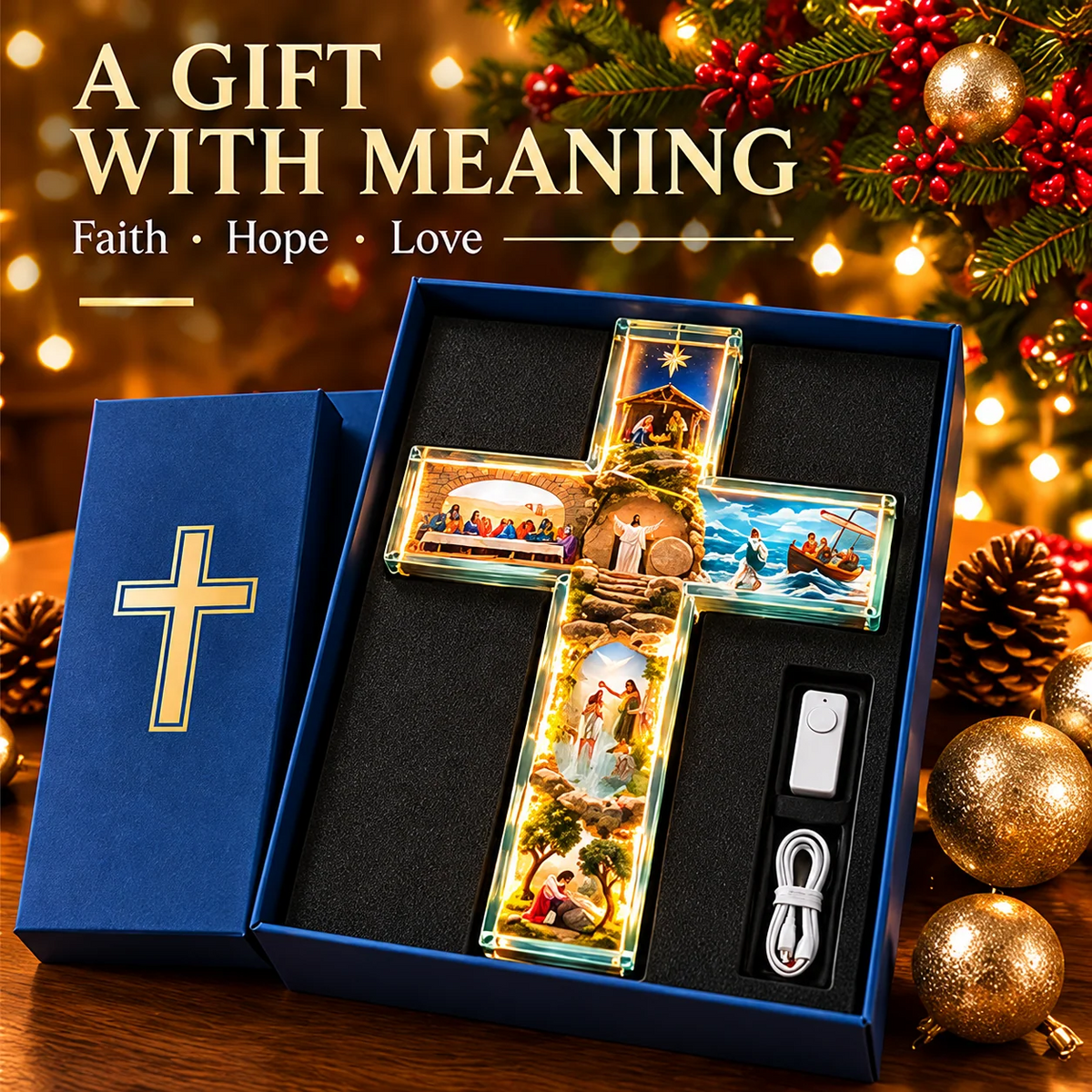 ✨ Last Day – 50% OFF!✝️The Story of Jesus in 6 Scenes Cross Lamp