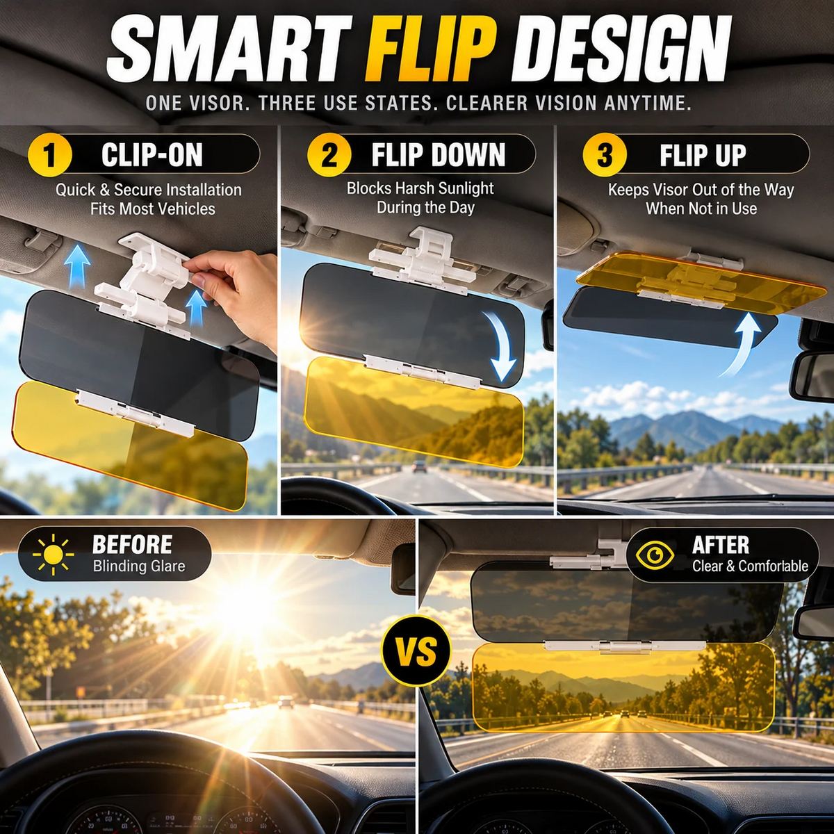 ✨Buy More Save More!!Universal HD Anti-Glare Car Visor for Day & Night