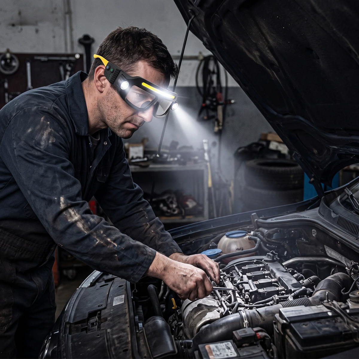 🔦 Rechargeable LED Headlamp Glasses – Hands-Free Lighting, Wave On/Off