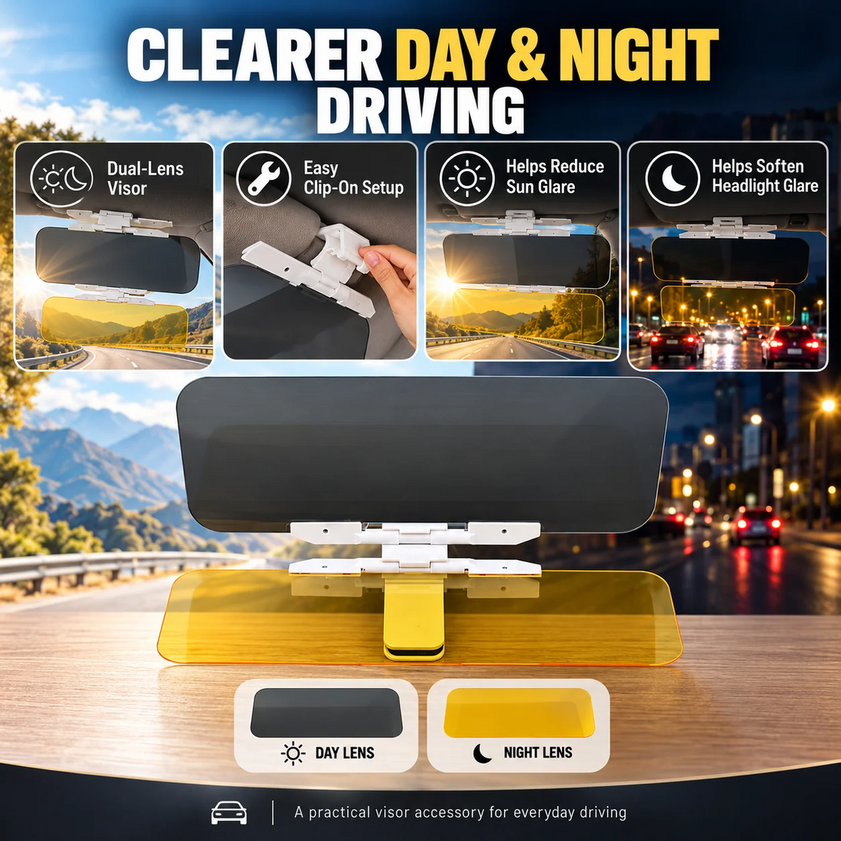 ✨Buy More Save More!!Universal HD Anti-Glare Car Visor for Day & Night