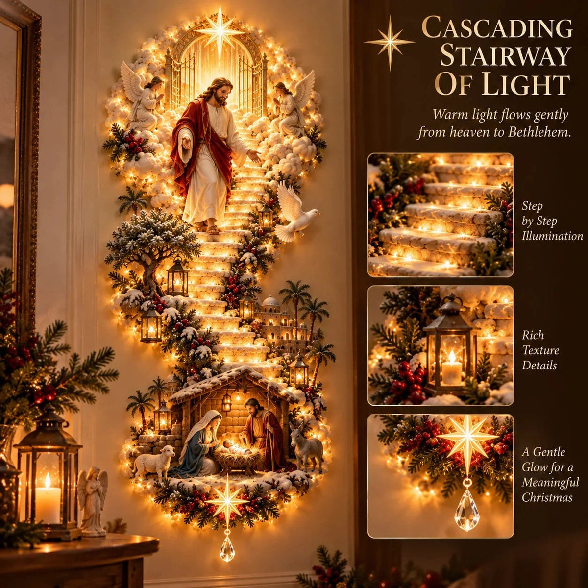 ✨ Last Day – 50% Off!✨ Jesus Light Of Heaven Christmas Wall Hanging✝️