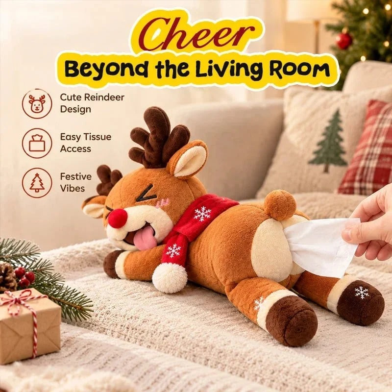 🔥 50% OFF Today!!🎉🦌 Funny Christmas Reindeer Tissue Holder – The Cheekiest Christmas Decor!