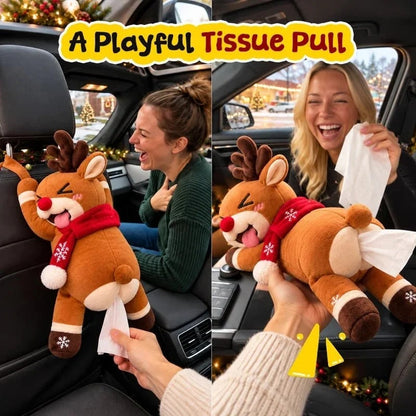 🔥 50% OFF Today!!🎉🦌 Funny Christmas Reindeer Tissue Holder – The Cheekiest Christmas Decor!