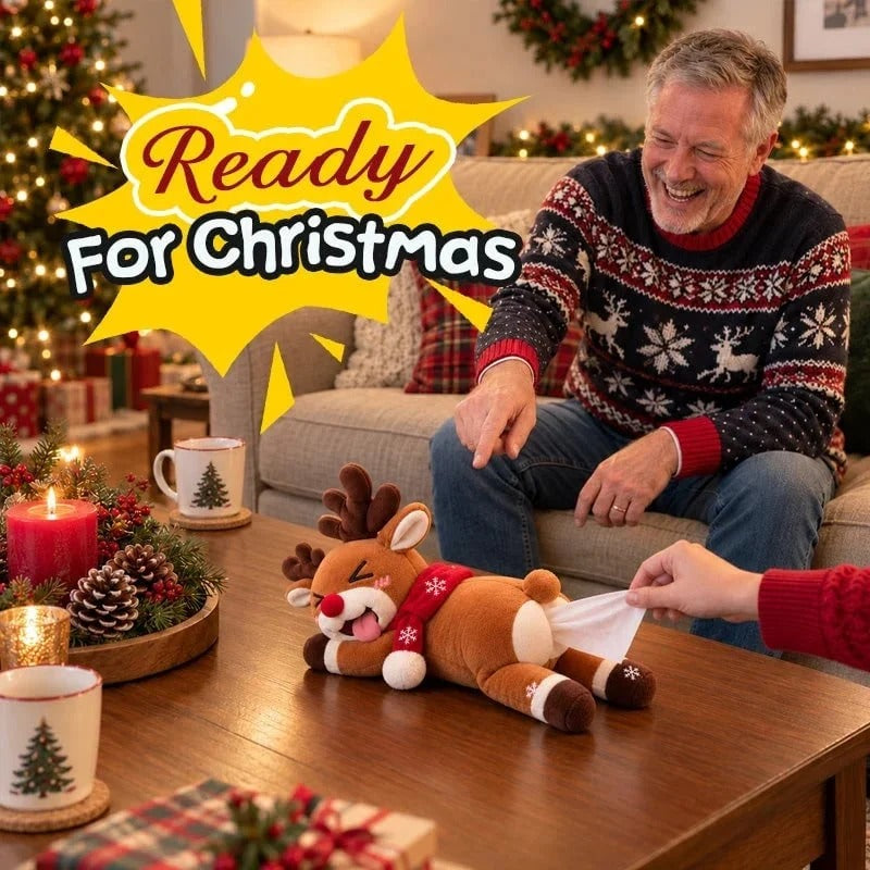 🔥 50% OFF Today!!🎉🦌 Funny Christmas Reindeer Tissue Holder – The Cheekiest Christmas Decor!